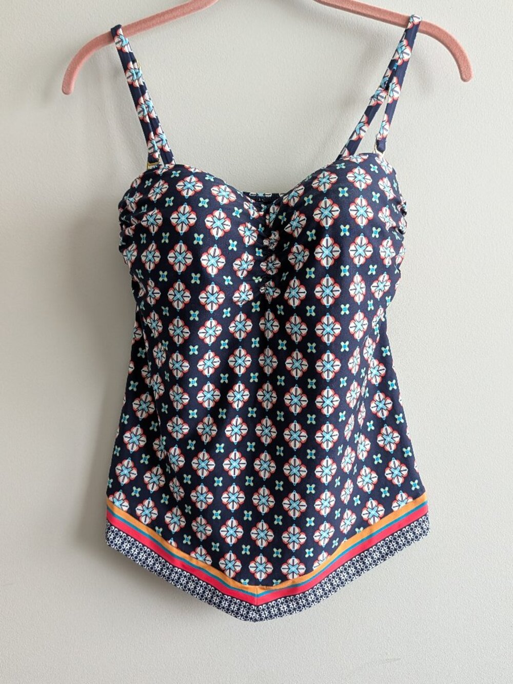24th & Ocean Women's Size S Tankini Swimsuit Top Colorful Print Built in Bra